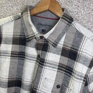 Flag & Anthem Shirt Mens Large Gray Plaid Long Sleeve Button Up Stretch
